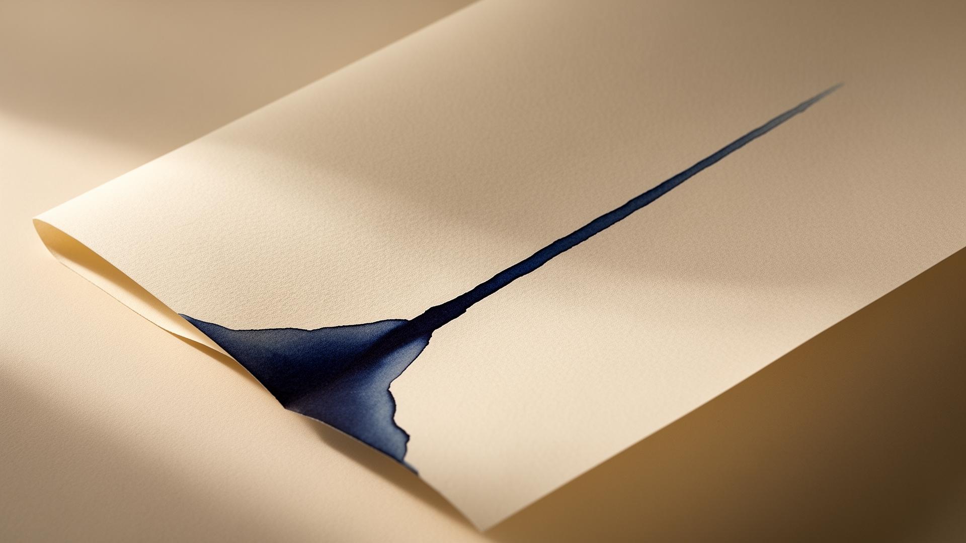 Cream paper with a single ink-blue line